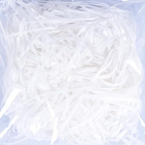 SYSUII 500g Raffia Füllmaterial Geschreddertes Seidenpapier Raffia Hamper Shreds Geschenk Füllmaterial Geschenkfüllung Papierschnitzel DIY und Geschenkverpackung für Geschenkbox Dekorations-Weiße #1