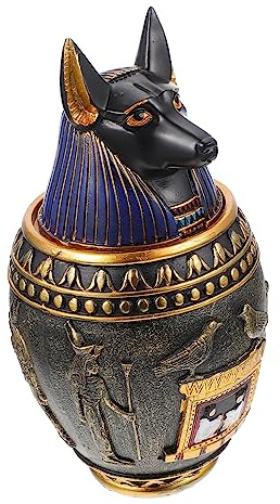 AOKWAWALIY vaso canopo Home decor arredamento vintage contenitore di cibo maschera di anubi ornamento arredamento d'epoca artigianato a tema egiziano antico unico ceneri urna