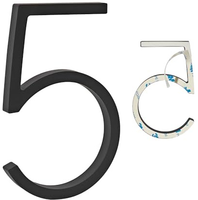 YWONOBS Door Numbers, 5 Inches 3D Self Adhesive House Numbers, Address Numbers,Mailbox Number Stickers for House Mailbox Apartment Hotel Courtyard Black(5)