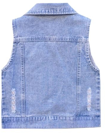 Siehin Mädchen Jeansweste Kinder Denim Weste Ärmellos Jeansjacke Frühling Herbst Casual Jeansweste
