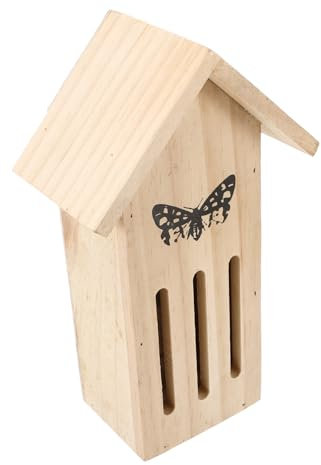 KONTONTY Holz Schmetterlingsfutterhaus Hängend Mit Unterstand Schmetterlingsunterstand Außendekoration Garten Schmetterlingslebensraum