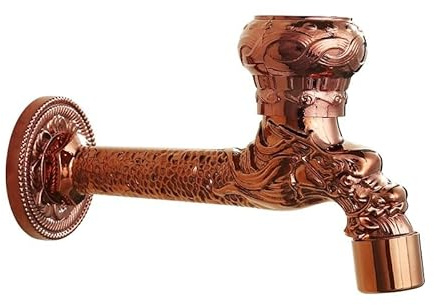 Robinet double pour machine à laver en cuivre antique à ouverture rapide, or rose, long