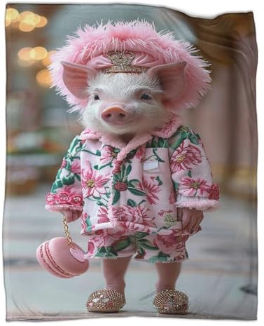 Mini Schwein Kuscheldecke 40x50inch(100x130cm),weich & Warm,extra Flauschig Als Sofadecke Modenschauen Wohndecke Yogadecke Tagesdecke,Plüsch Sofaüberwurf