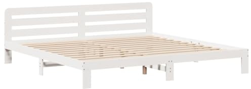 vidaXL Sängram utan madrass vit 180x200 cm massiv furu, sovrumsmöbler, sängbotten, dubbelsäng, säng, sänggavel, träsäng, panelsäng, plattformssäng