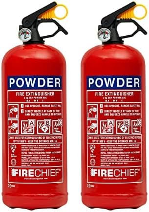 Multi Purpose Powder Fire Extinguisher – Ready to Use in Seconds – 2kg ABC Fire Extinguisher for Home & Kitchen Use – 5 Year Guarantee – Firechief Portable Extinguisher for Garages, Workshops & Sheds