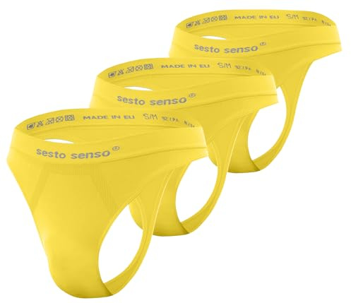 sesto senso Herr sömlösa strängar G-Strings Sexiga Grundunderkläder Stringtrosa 3-pack, 3-pack – gul, L-XL