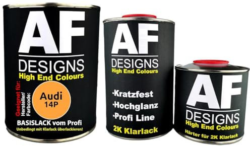 Vernice per auto adatta per Audi 14P, colore giallo tramonto da 1,25 l, set di vernice di base, pronto a spruzzare