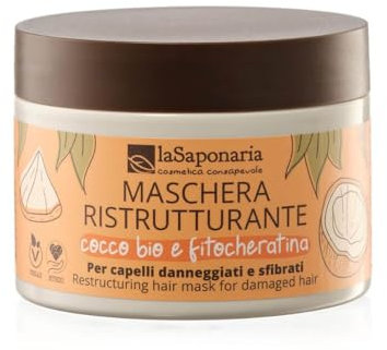 La Saponaria | Mascarilla Reestructurante para Cabello Dañado con Coco Bio, Fitoqueratina y Proteínas de Trigo, Nutre en profundidad, repara la fibra capilar y devuelve brillo natural, 150 ml