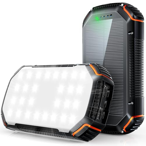 56800mAh 65w Huge Capacity Solar Power Bank Portable Charger, Fast Charging Phone Charger, 5 Charging ports, Digital Display& Bright Flashlight, for iPhone,Tablets