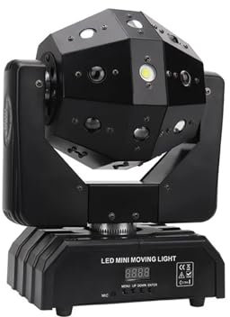 OUHFCASN DJ Stage Light, 16 Beam Red Green 3 IN1 LED Moving Head Light 16X3W Colorful LED Moving Heads Disco Ball Light Uplights for Events