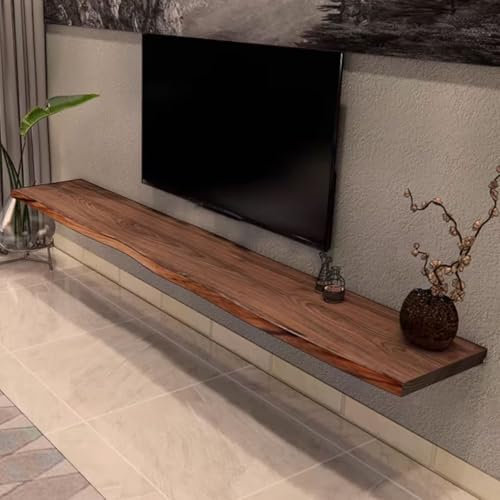 Mueble De TV De Madera Maciza Una Sola Pieza, Sin Empalmes Esquinas Redondeadas Mueble TV Flotante No Requiere Montaje (Natural, Nogal)(Multi-Colored,60x20x5cm)