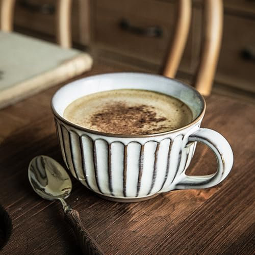 Taza de café grande, 700 ml, gran cuenco para sopa con asa, taza de café XXL, de cerámica, color blanco, 400 ml