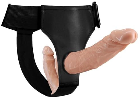 CUPIDO TOYS Doppio Strapon Anale Indossabile per Donna - Uomo, Strap on doppio dildo realistico per Pegging Anale Uomo o Cintura Giochi Lesbo