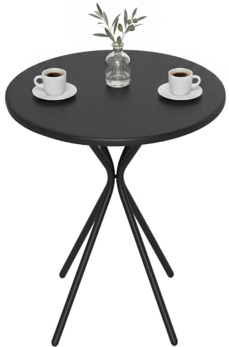 Outsunny Gartentisch Wetterfest Balkontisch aus Stahl Ø60 x 70 cm Schwarz