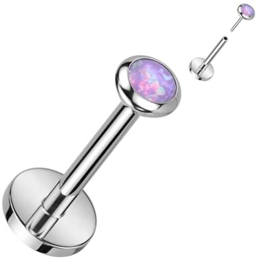 Stachelkleid Titan Labret Zirkonia Opal Push-In Piercing Ohr-Stecker Helix Tragus Lippenpiercing Medusa Nostril