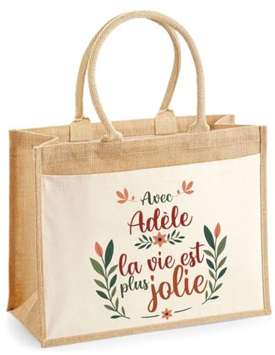 Sac Fourre Tout Adèle la vie est plus jolie Cadeau pour Femme Anniversaire Vacances Saint Valentin Noël Fête Des Mères Totebag Plage