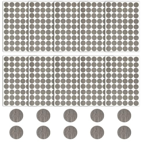 540pcs Screw Hole Stickers, Waterproof 21mm Wood Texture Screw Hole Covers Caps to Beautify Grey Oak Wooden Furniture, White Light to Dark Grey Black, 10Colors (PC680)