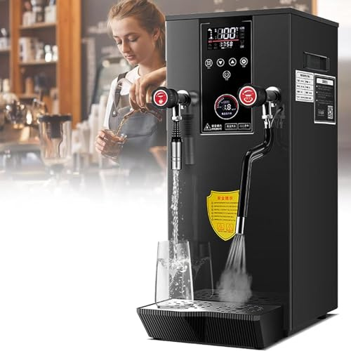 ZenSeFarin Fróter Y Vaporizador Leche Comercial,Fabricante Espuma Vapor Eléctrico 20 L,2500w Espresso Coffee Milk Foam Machine Steamer,con Exhibición LED,Commercial Milk para Cafetería Black