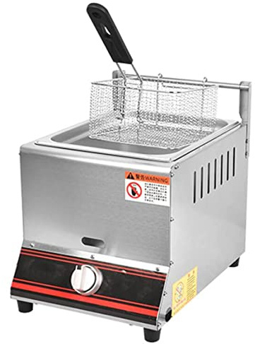 Aioneer Friteuse À Gaz en Acier Inoxydable 6 L/12 L, Friteuse Professionnelle À Gaz pour Comptoir De Cuisine, pour Poulet Frit Et Frites, Petite Taille, Monocylindre-Smallsinglecylinder