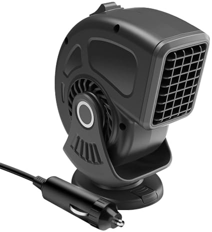 12V 150W Chauffage de Voiture, Dégivreur de Voiture Portable, Chauffage Desembuage Voiture, Dégivreur 2 en 1, avec base rotative à 360°, Prise Allume-Cigare, Dégivrage Rapide