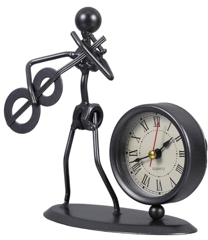CONGARTENO Orologio da Tavolo Vintage Compatto e Leggero in Ferro Nero Decorazione Unica per Arredamento Retrò Casa e Ufficio