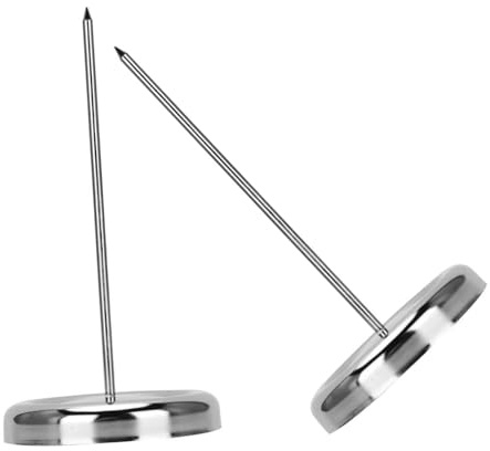 HAPINARY 2 Pièces Pique-tickets Acier Inoxydable avec Base Ronde Porte-billets et Mémos Stable pour Restaurant Bureau et Cuisine Lot de Fourchettes à Menu Résistantes