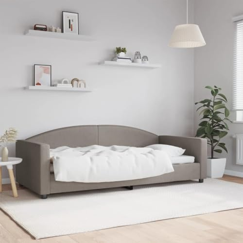 HaoChrymec Tagesbett mit Stoffbezug in Taupe, Vielseitiges 2-in-1 Design, Modernes Design, Robustes Gestell, schlafsofa, tagesbett, Für Wohnzimmer & Schlafzimmer, 90x200 cm
