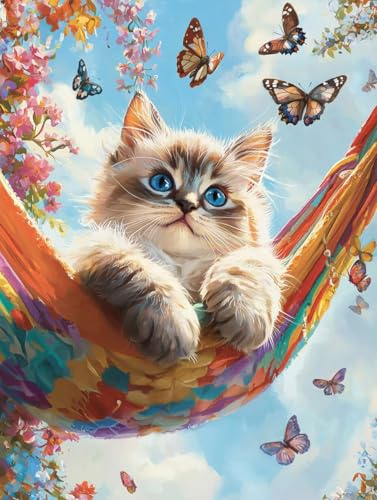 Diamond Painting Mariposa gato Diamond Painting Adultos, Manualidades Adultos DIY Cristal Pintura De Diamante ,kits Pintura de Diamantes 5D, arte Diamante Taladro Completo para Decor 80x110cm s-149