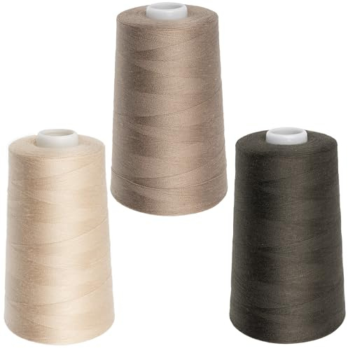 AERZETIX | Set di 3 bobine di filo da cucito 120 (40/2) 4000 m poliestere | colore Tonalità marrone | per ricamo, cucito, ricamo, hobby e lavori creativi