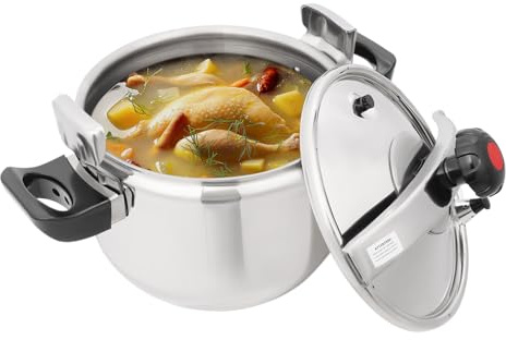 BAOCHADA Olla a presión profesional, 7-40 L, acero inoxidable, con funciones de protección para familias numerosas, ideal para guisar, cocinar y cocinar, apto para lavavajillas, resistente al calor