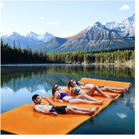 KFGISD, Tappetino galleggiante for acqua, isola galleggiante in schiuma for piscina, lago, fiume, attività acquatiche all'aperto,Materassino galleggiante(Orange,2.7 m x 1.4m x 3.3cm)