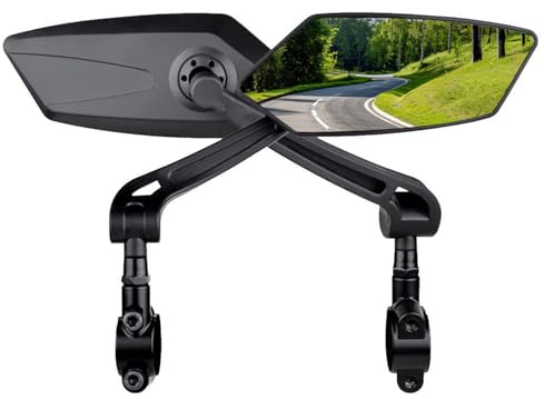2 Stück Fahrradspiegel 360° Drehbar & Klappbar, Fahrrad Rückspiegel für E-Bike Links und Rechts, Universal Fahrrad Spiegel für City/Mountainbikes, Perfekt für Erwachsene Radfahrer