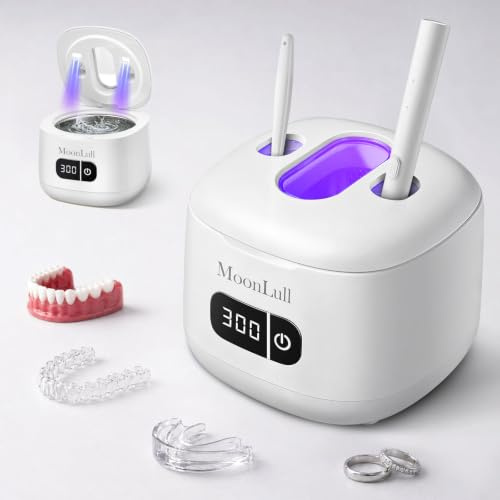 MoonLull 49kHz Ultrasonic Retainer Cleaner, UV Dental Cleaning Machine