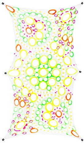 PSYWORK Schwarzlicht Segel Spandex | Psychedelic Universe | 3 x 6m | UV-aktiv | Leuchtend | Wandtuch Wandbehang Stoff Neon Deko Party Tuch Tapestry Poster PSY Goa