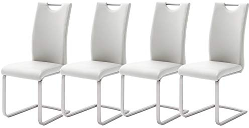 Robas Lund Esszimmerstühle 4er Set Weiß Schwingstuhl-Set, Stuhl bis 120 kg belastbar