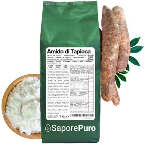 Saporepuro Almidón de Tapioca 1000 gr – Sin Gluten – Espesante Natural para Cremas, Salsas, Postres y Preparaciones Culinarias