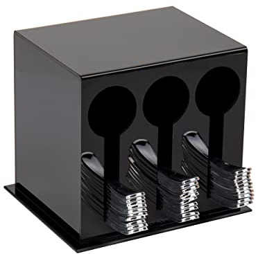 Mind Reader Dispensador de 3 utensilios, 24 unidades. Capacidad por compartimento, almacenamiento de cubiertos, organizador de encimera, cocina y sala de descanso, 5.75 pulgadas de largo x 7 pulgadas