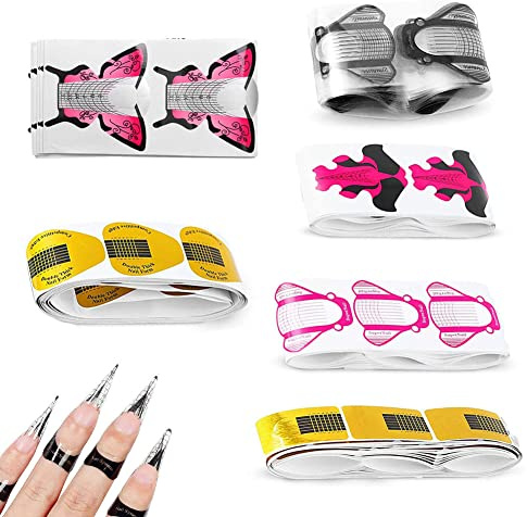 600PCS Pegatinas de Extensión de Uñas, Formas de Uñas Papel de Diseño Moldes Uñas Guías Uñas Extensión Pegatinas Formas para Arte de Uñas de Gel Acrílico UV, 6 Tipos