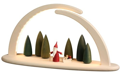 Seiffener Volkskunst | LED Lichterbogen Schwibbogen 42x21cm | Original Erzgebirgische Volkskunst | 15376 | Weihnachten Weihnachtsbogen | Weihnachtswichtel