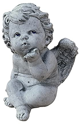 Stone and Style Figurine petit ange en pierre coulée résistante au gel