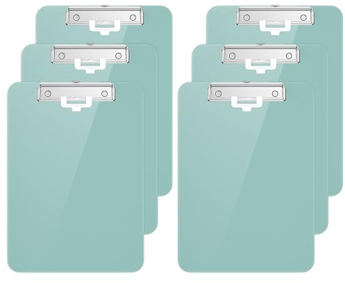 Hnogri Kunststoff-Klemmbrett 6er-Set, Standard A4 Letter Size Klemmbretter für Studenten, Büro und Frauen, Zwischenablage mit Stifthalter und Low Profile Clip, Größe 16,5 x 9 Zoll, (Grün)