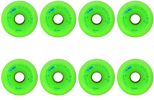 SSCYHT 8 Stück Inline-Skate-Rollen - Hohe Elastizität und Dämpfung - 72 mm 76 mm 80 mm - 84A Vollprofil-PU-Rollen - Outdoor-Skates Ersatzrollen,Grün,72mm