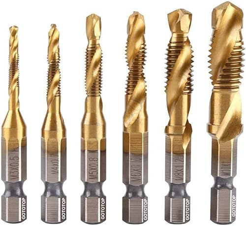 M3-M10 Kombi Gewindebohrer, 6-teiliges HSS-Bit-Set HSS Spiralbohrer Point Metrisches Hochgeschwindigkeitsstahl-Spiralbohrer-Set Spiralbohrer Bohrersets Maschinengewindebohrer Bits
