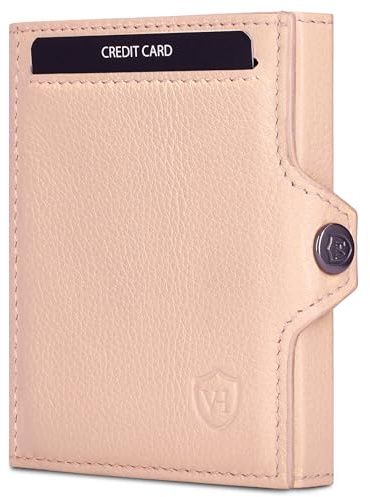 VON HEESEN Slim Wallet mit Münzfach & RFID-Schutz - Mini Geldbörse Herren & Damen - Kartenetui Geldklammer Kreditkartenetui - Portmonee Geldbeutel Portemonnaie klein (Rose)