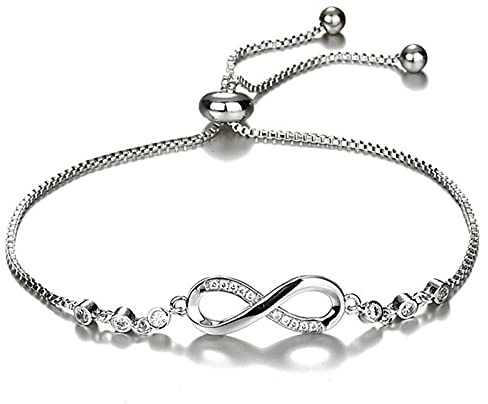 Damen Armbänder Unendliche Liebe Symbol Armband 925 Sterling Silber, Infinity Liebe Herz Armband Verstellbar für Geburtstag & Muttertag Geschenk