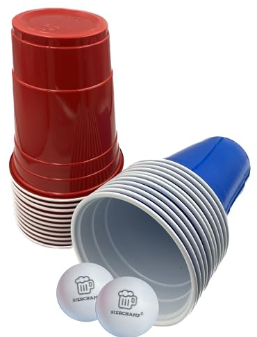 Bierchamp© Bierpong Becher- Bierpongbecher - 22 Stk. - Beerpongbecher - 473ml - 4 Bälle - Beerpong cups - Bierpong Becher - Plastikbecher