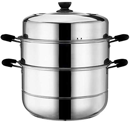 OQHAIR Stainless Steel Double Boiler and Steamer Set Steamer Cookware Pot Saucepot MultiLayer Boiler (Size : 28cm) (32cm)