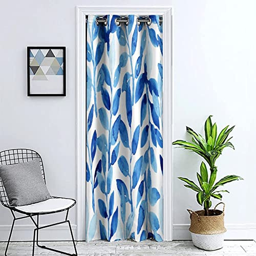 Door Curtain for Doorway Privacy, Watercolor Leaves Blackout Doorway Curtain Grommet Window Curtain, Template for Textile Print Room Divider Curtain, 1 Panel 42 x 80 inches, for Bedroom/Living Room