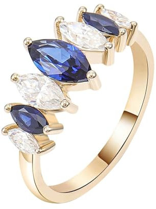 9Karat Gold Ring, Eheringe Freundschaftsringe mit Marquise Form Labor Erstellt Saphir Gelb Gold Ringe Größe 47 (15.0)-67 (21.3)