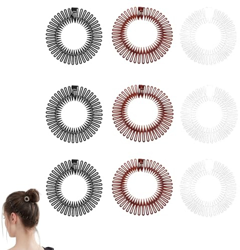 aqlbhz Pcs Stretchy Headbands for Women Girls Circle Comb Hairband Hair Band for Women Girls Retro Fashion Circle Comb (3 Colors)